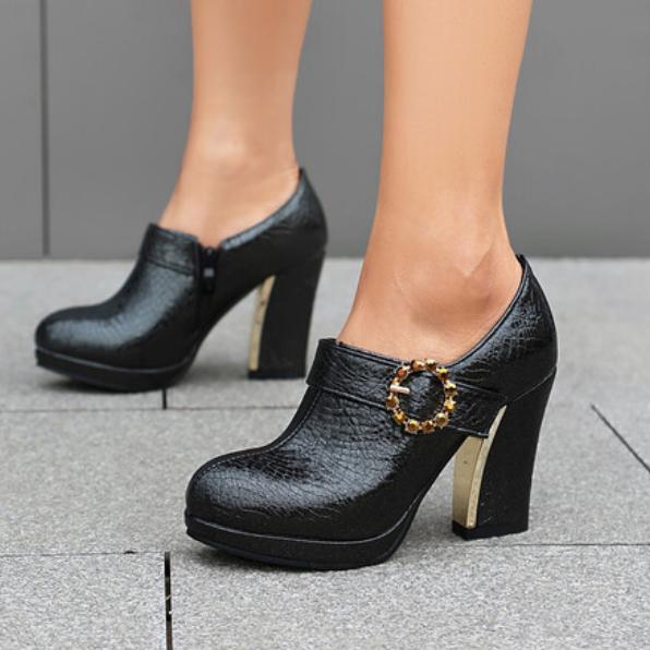Women's Platform High Heel Shoes Round Toe Spring Autumn Side