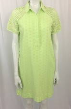 J.Crew Eyelet Shirt dress Kiwi Style a3930 with Pockets Size 2