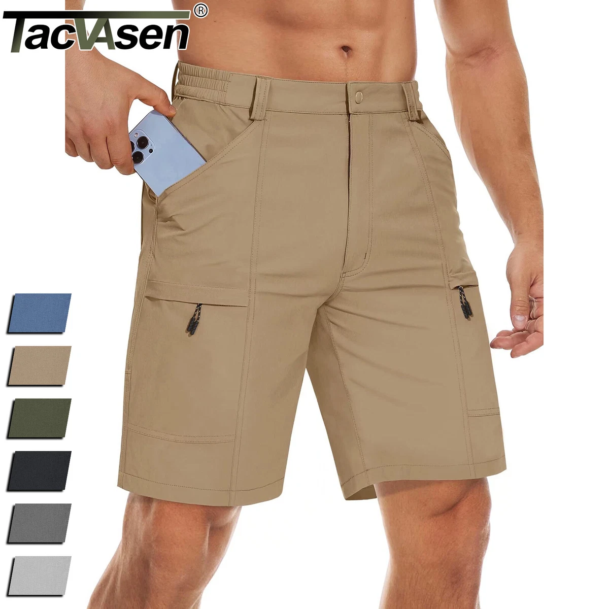 Mens travel shorts with cheap zipper pockets