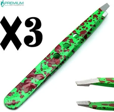 3× Pro Tweezer Parrot/Red Slanted Tip Eyebrow Hair Removing Beauty Tools
