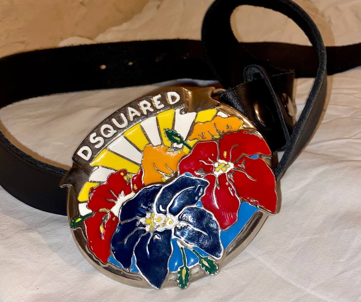 Rare Vintage Dsquared2 belt leather Big Metal Flower Logo | eBay Rare Vintage Dsquared2 belt leather Big Metal Flower Logo | eBay