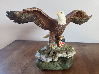 Ceramic American Eagle on Stone Base