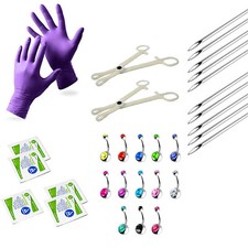 Mega Belly Button Piercing Kit 14G Piercing Needles and Disposable forceps