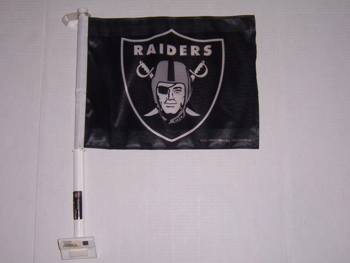 Bandiera Da Auto Raiders | Logo Ufficiale | Doppia Faccia Con Asta | Per Tifosi NFL