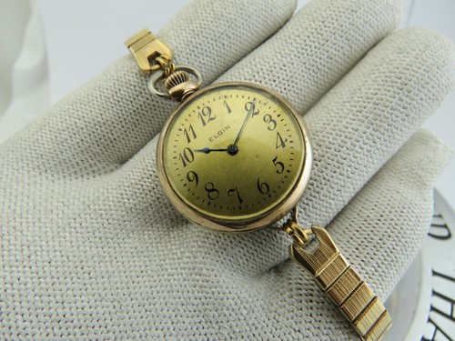 Elgin 1914 pocket watch GF 28.3 mm 15 jewels USA with new twiston bracelet run - Picture 4 of 13