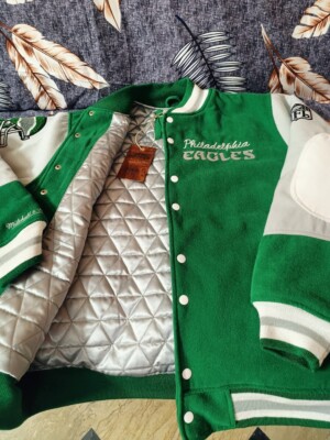 Mitchell Ness Philadelphia Eagles NWT Princess Diana Varsity Jacket Size: XS