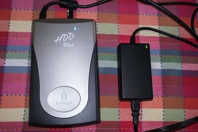 IOMEGA DHD080-U 80GB AC Powered USB External Hard Drive W/ Power Adapter & Cable