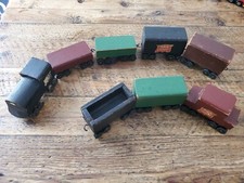 Vintage Wooden Train Set Lot of 8 Year Unknown 1940s 50s 60s 70s Rock Island