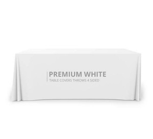 Premium White Table Covers Throws 3 Sided Open Back And 4