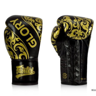 Fairtex Glory BGLG2 Gloves Black Boxing Muay Thai MMA Lace up Design Competition
