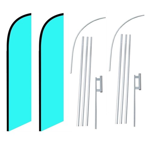 Solid Light Blue Swooper Flutter Feather Flag | 3ft W x 11.5ft Tall - Foto 3 di 3