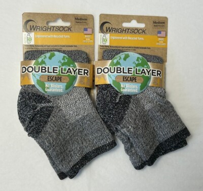 New Wrightsock Double Layer Quarter Escape 2-PAIR MEDIUM Men 5-8 Women 6.5-9 (W2