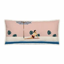 New PODEVACHE Poolside Waves Lady by the Pool Outdoor Cushion Pillow Beach Décor