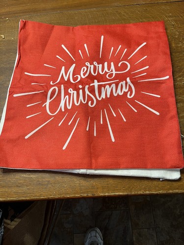 Pillow Covers Set Of 2 Merry Christmas Zipper Side Square 17” Holiday Decor - 第 2/8 張圖片