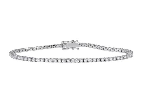 2MM Round Cut IJ/SI Natural Diamond GIA Verified Tennis Bracelet 14Kt White Gold - Picture 9 of 14