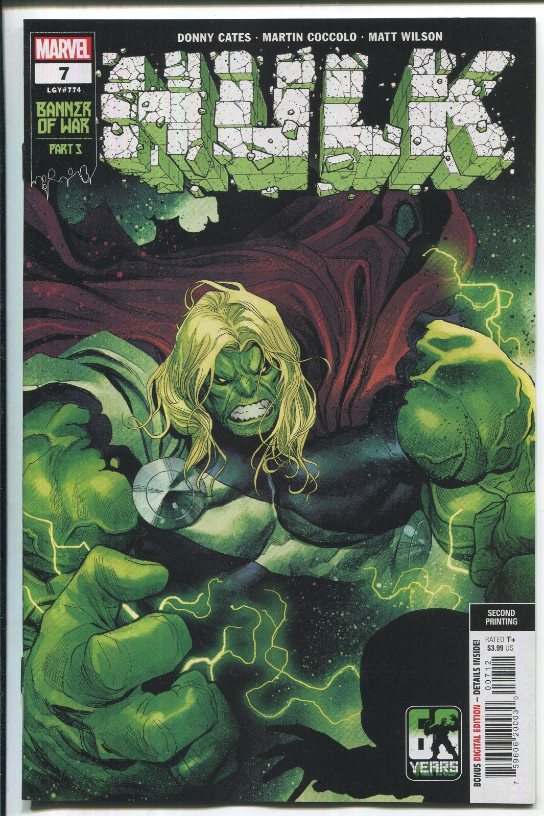 HULK 7 MARTIN COCCOLO 2nd PRINTING VARIANT COVER MARVEL COMICS 