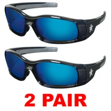MCR Crews Swagger SR118B Blue Mirror, Black Frame Z87+ Safety Glasses (2 Pair)