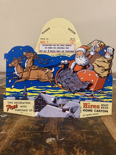 NOS Vintage Hires Root Beer Advertising Soda Pop Christmas Bottle Hanger Topper
