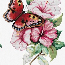 Butterfly Bliss Cross Stitch Kit - Delightful Flower Patterns for Easy Embroider