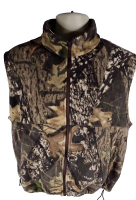 Cabelas Camoflage Vest Mens Small Brown Green Black Fleece Outdoors Casual Zip