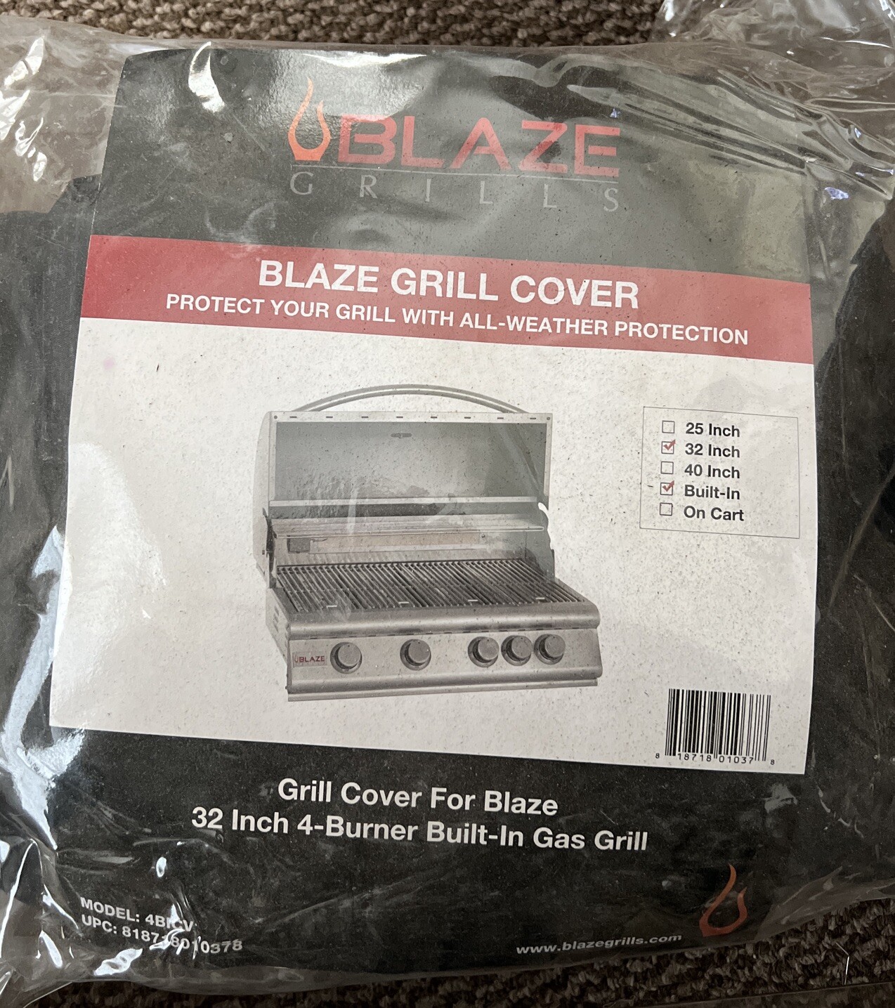 Blaze Grill Cover for 32 inch 4Burner BuiltIn Gas Grill, New 4BICV eBay