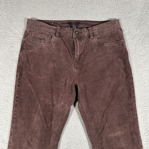Prana Pants Mens 34x32 Burgundy Corduroy Straight Fit Casual Preppy Outdoor Logo - Picture 2 of 13