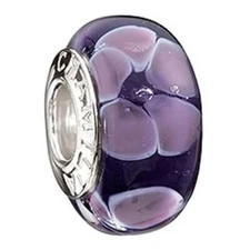 New Chamilia LAVENDER PETALS PURPLE Murano Glass & Sterling Bead OB-166 $35