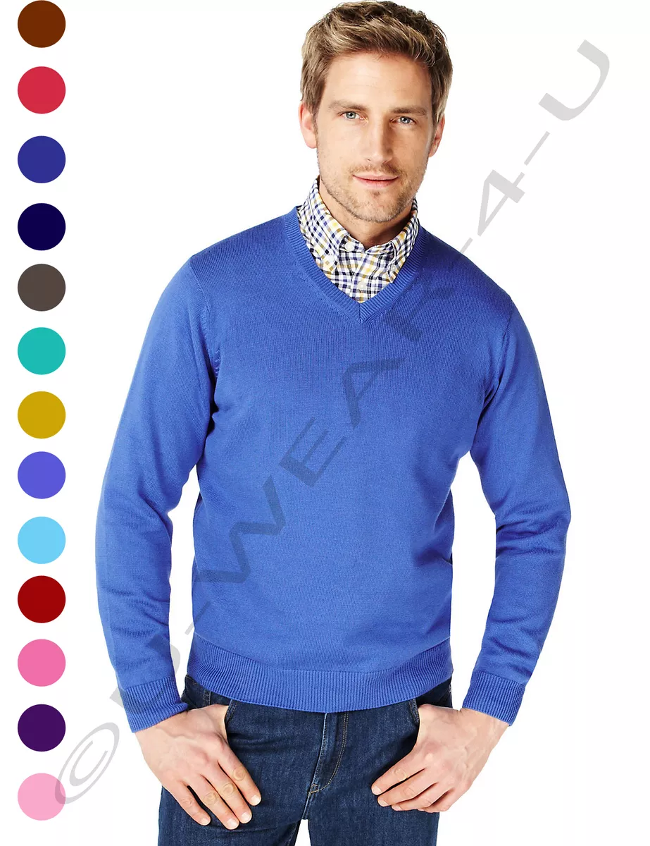 Mens cotton top v neck jumper
