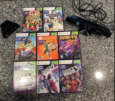 Microsoft Xbox 360 Kinect Sensor Wired USB with games and Nyko Camera Sensor