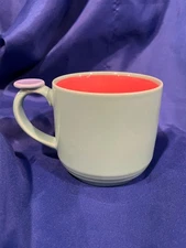 Lindt Stymeist Colorways Mug Aqua Seafoam Green Coral Thumbprint Handle Japan