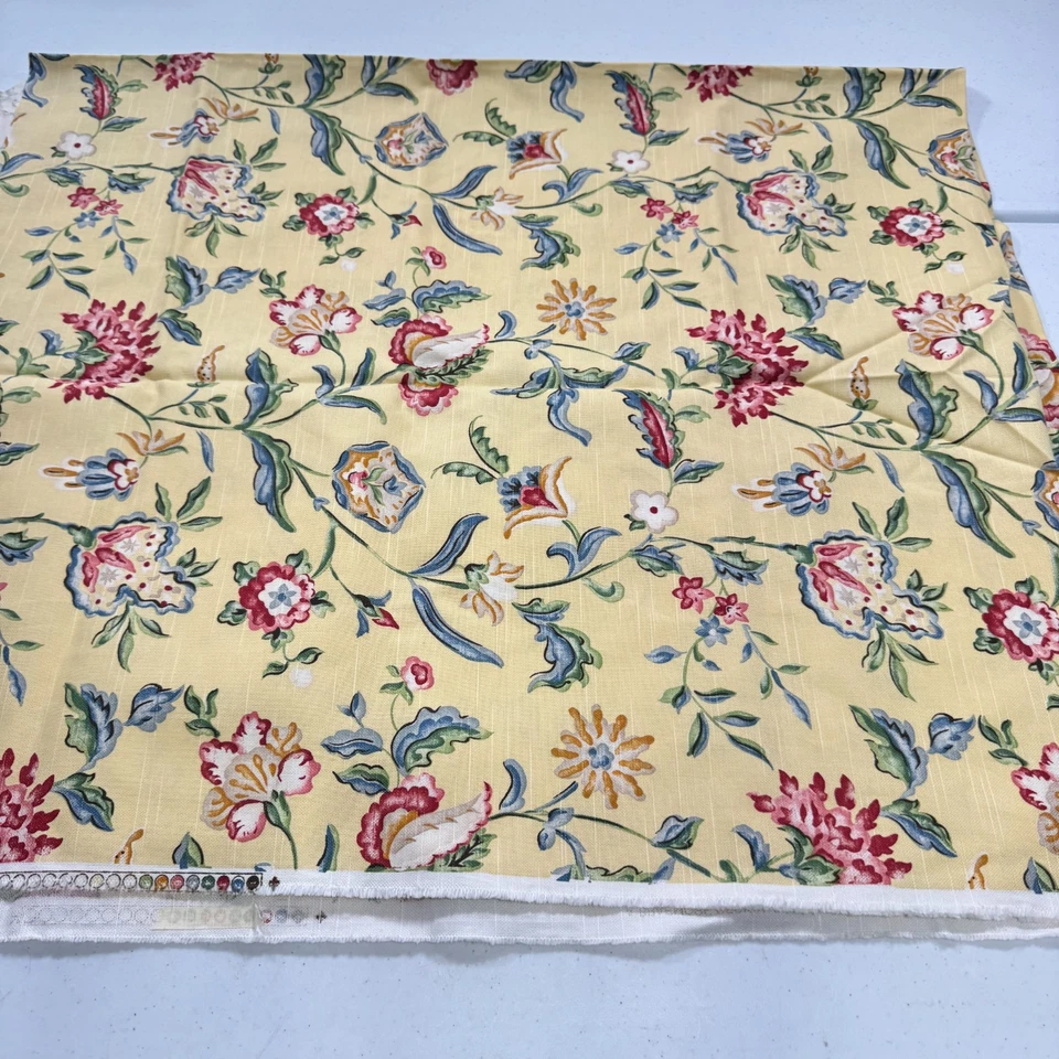 braemore upholstery fabric cotton yellow floral large bloom 65x26 - Image 2 of 4