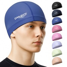 COOLMATE Fabric Swim Cap for Women, Men  Kids   Silicone Water Resistant