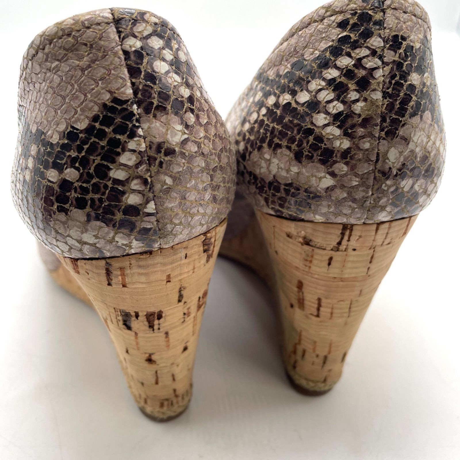 PRADA Beige Python Wedge Pumps Ribbon Logo Hardwa… - image 13