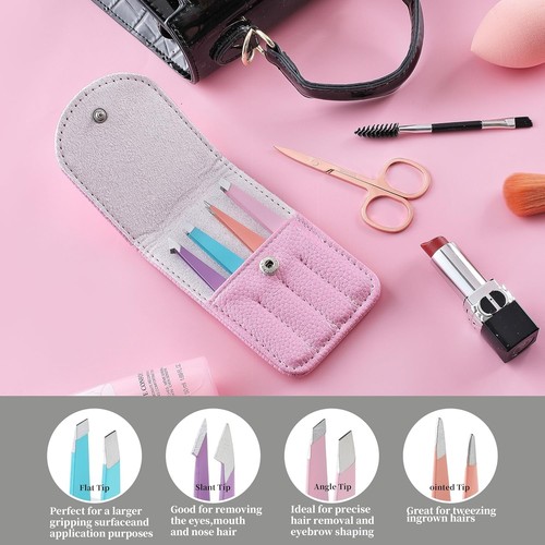 6PCS Eyebrow Tweezers, MONGSEW Stainless Steel Tweezers Set for Multi-colored - Picture 3 of 9