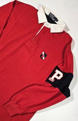 Polo Ralph Lauren Vintage 1997 P Patch Shirt Pony Shield Gr. M Red Stadium