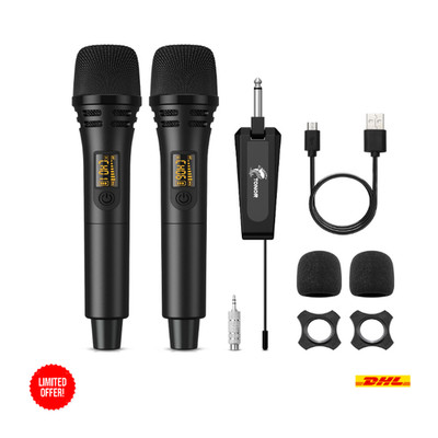 Kabelloses Mikrofon Set TW320 UHF Dual 60 m Schwarz