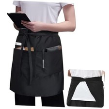 Server Apron with 3 Pockets 18 Inch Long Waiter Waitress Bistro 1 Pack Black