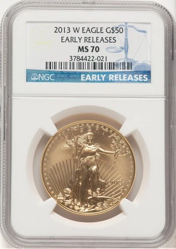 2013-W Burnished Gold Eagle 1 oz ER Blue NGC MS70