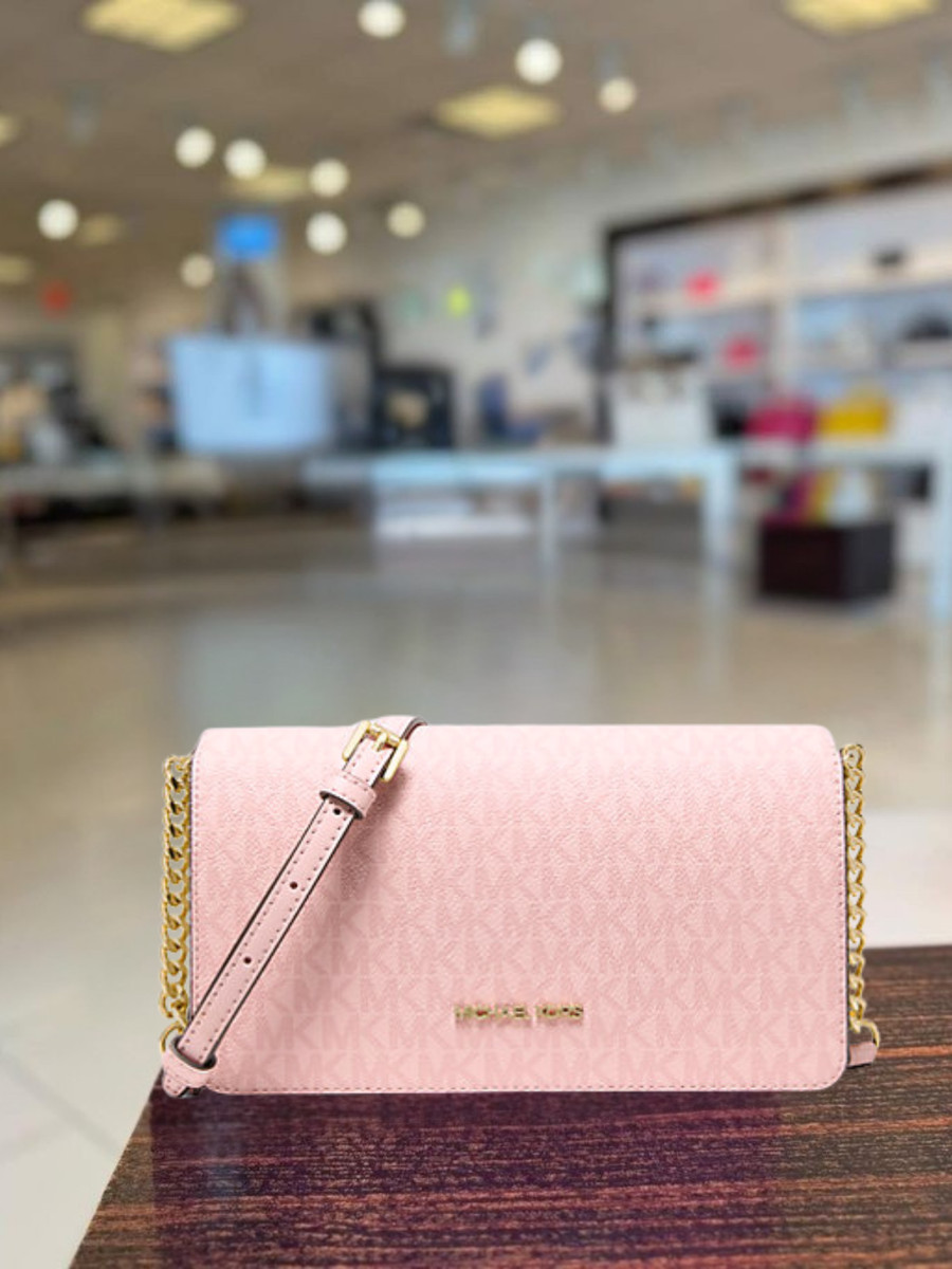 Michael Kors Jet Set Medium MK Logo Chain Full Flap Crossbody Bag
