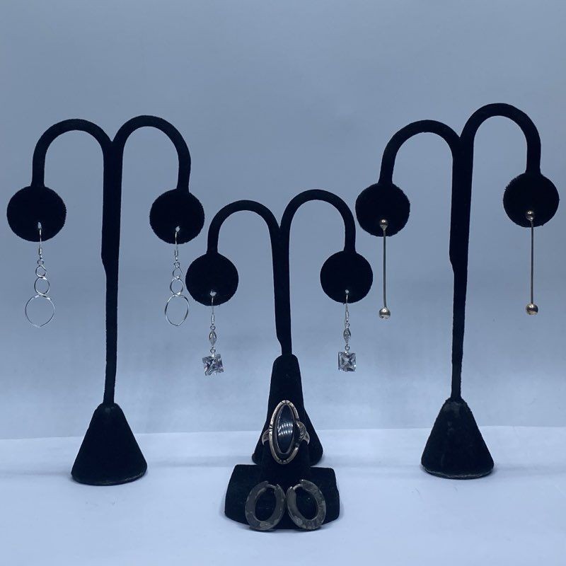 Sterling Silver Assorted Ring/Earring Jewelry Bun… - image 1