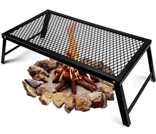 Portable Folding Campfire Grill - Heavy Duty Steel Cooking Grate
