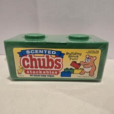 Vintage Chubs Stackables Baby Wipes Blocks 80 Ct Scented Sealed Green
