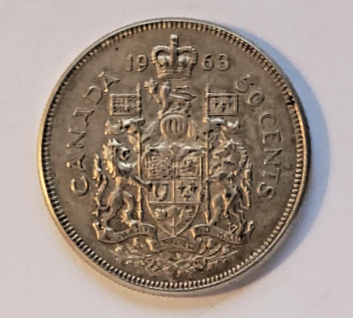 1963 CANADA SILVER 50 CENT - EF40 - QUEEN ELIZABETH II HALF DOLLAR