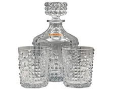 Nachtmann Riedel Crystal Glass Punk Decanter Set Liquor Whiskey Two Lowball Pair