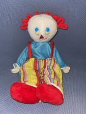 Eden Clown 1970s Plush 17 IN Stuffed Doll Toy Figure Cloth Red Hair White Vtg