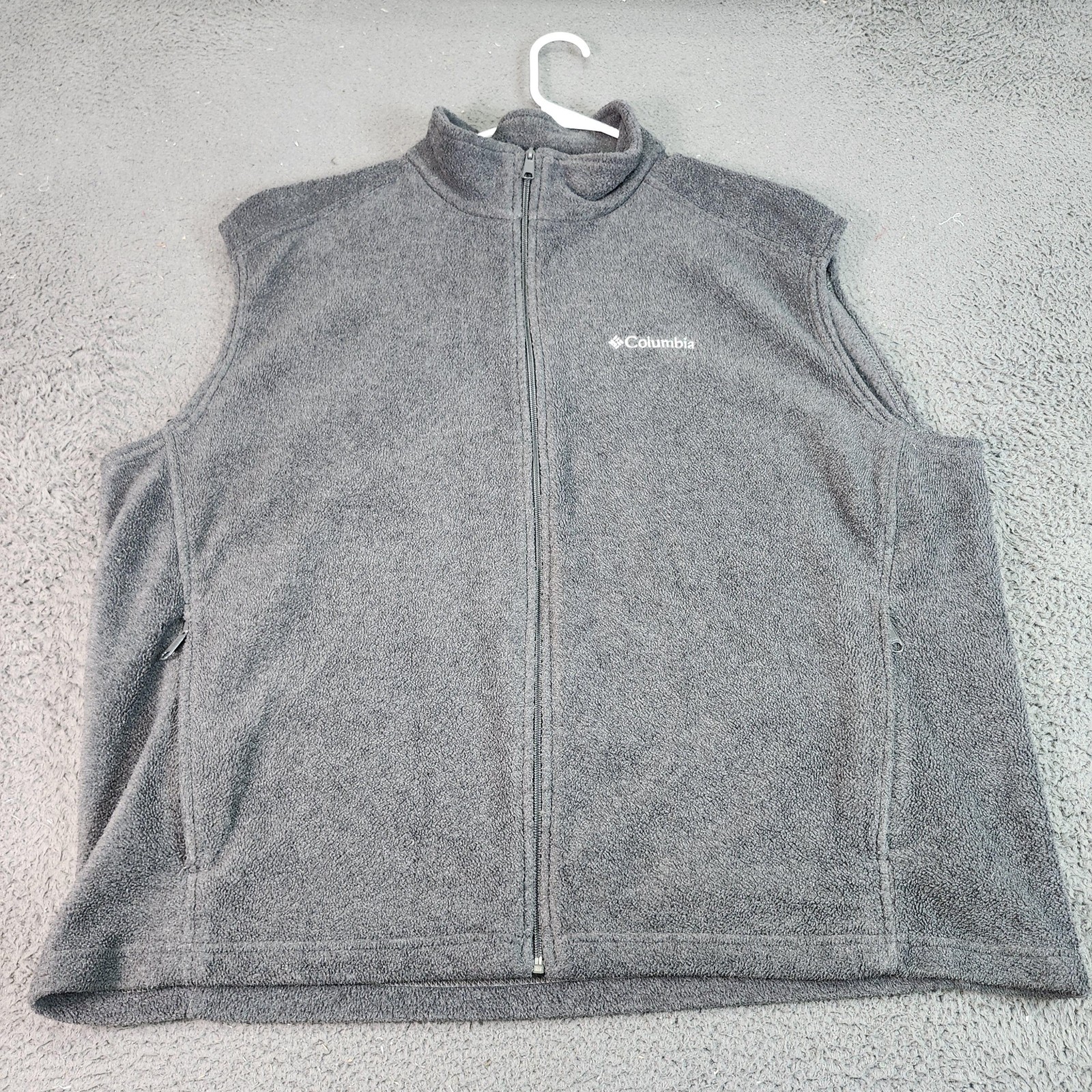 Columbia Fleece Vest Mens 2XL Gray Full Zip Pockets Outdoor Casual Layering