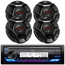 JVC Single DIN Marine Bluetooth Stereo Receiver, 4x 4" 220W 2-Way Car Speakers