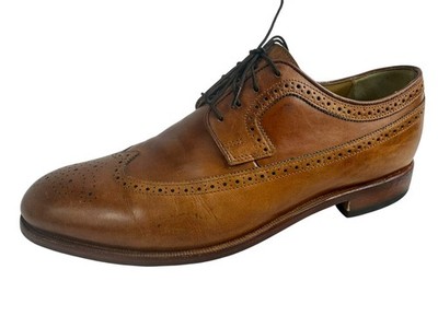 Johnston & Murphy Mens Brown Leather Wing Tip Brogue Oxford Dress Shoes Sz 11D/B