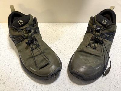 Salomon X Raise Gore Tex Hiking Trail Running Green Gray Shoes 410416 Sz 7.5
