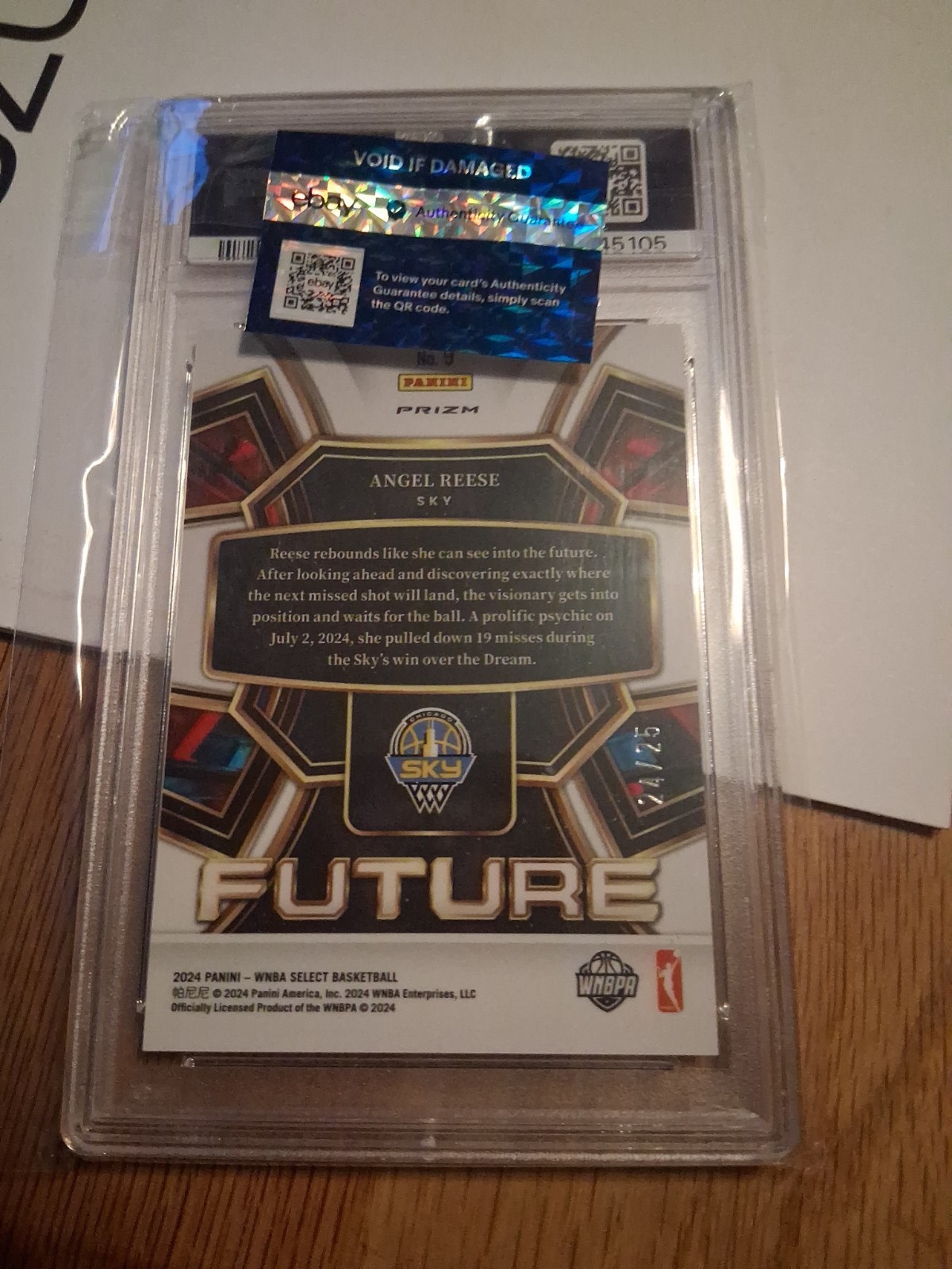 2024 Panini Select WNBA Angel Reese Select Future Tie-Dye Prizm /25 #9 PSA 10 RC view 2